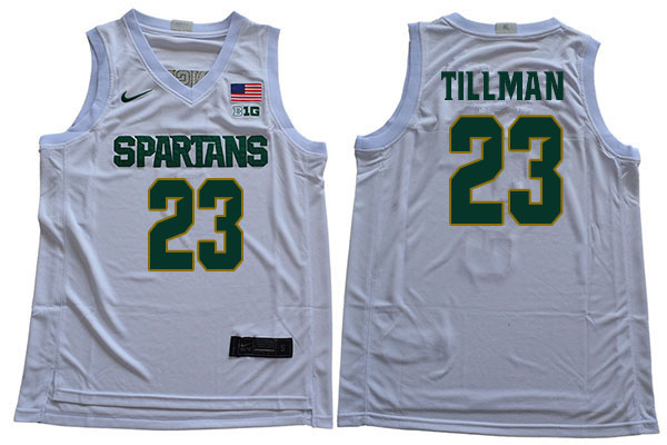 2019-20 Men #23 Xavier Tillman Michigan State Spartans College Basketball Jerseys Sale-White